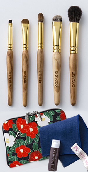 BISYODO オリーブ目元化粧筆５本とポーチのセット